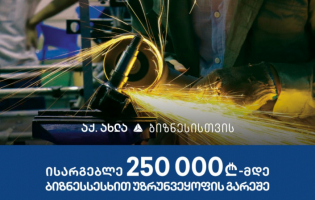 250 000 ლარამდე უზრუნველყოფის გარეშე სესხით სარგებლობა ნებისმიერი პროფილის ბიზნესს შეუძლია [R]