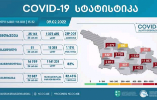 შიდა ქართლში კორონავირუსის 1530 ახალი შემთხვევა დადასტურდა - 9 თებერვალი